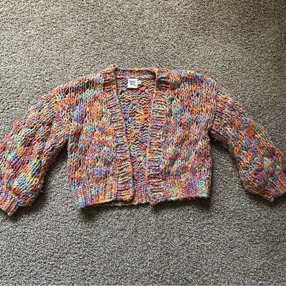 Princess Polly rainbow knit chunky cardigan size small